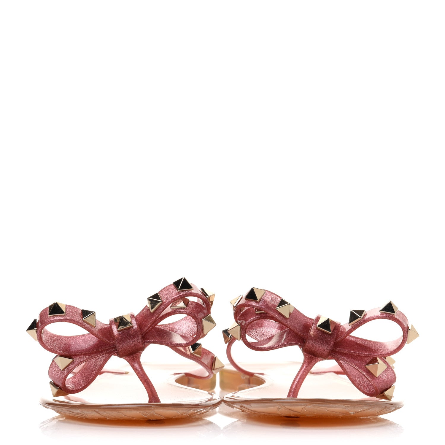Valentino Garavani PVC Jelly Glitter Rockstud Bow Thong Sandals 35 Pink 2 of 7