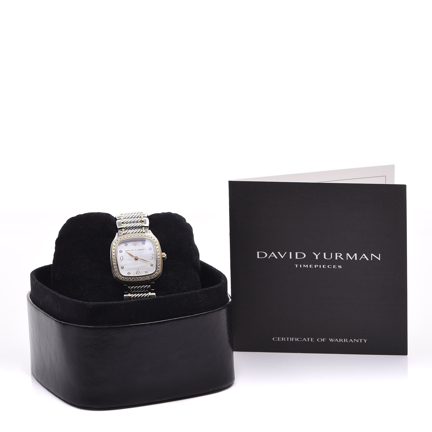 David Yurman Stainless Steel 18K Yellow Gold Diamond Mother of Pearl 25mm Thoroughbred Quartz Watch 7 of 7