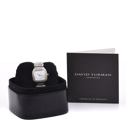 David Yurman Stainless Steel 18K Yellow Gold Diamond Mother of Pearl 25mm Thoroughbred Quartz Watch 7 of 7