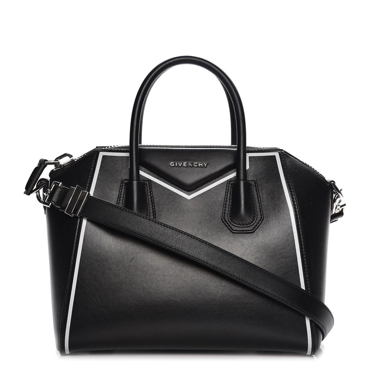 Calfskin Small Contrasted Frame Antigona Black
