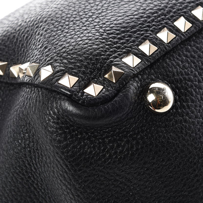 Valentino Garavani Alce Printed Calfskin Medium Rockstud Tote Black 16 of 17