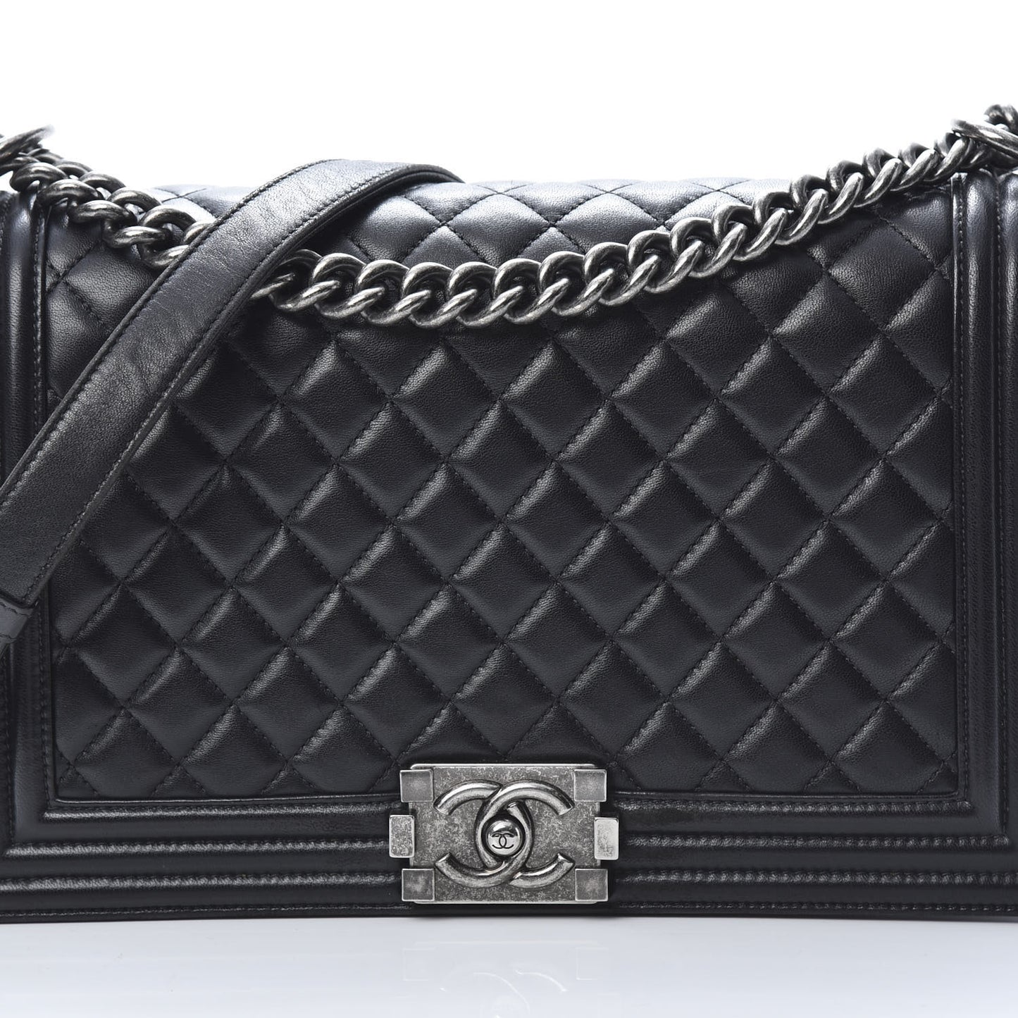 Calfskin Quilted New Medium Boy Flap Black