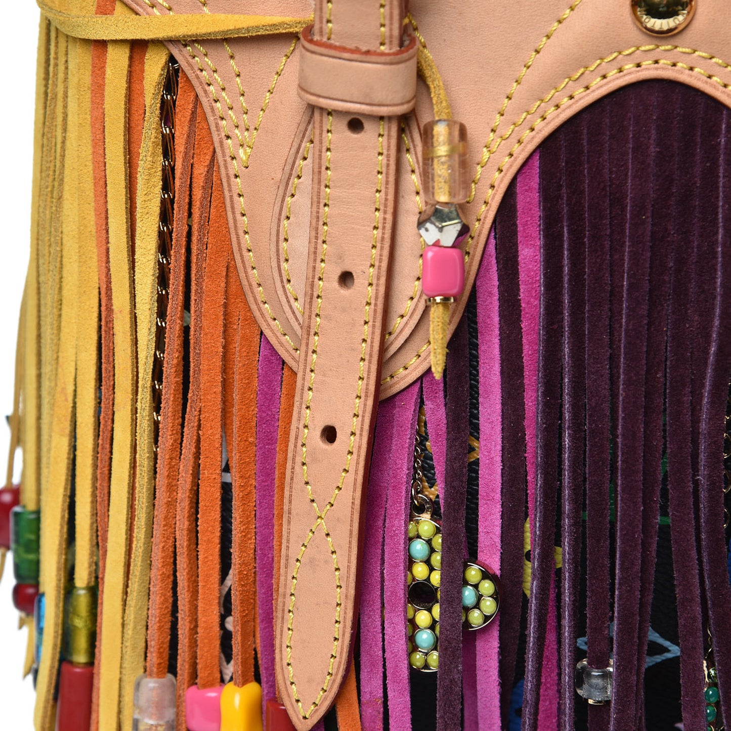 Monogram Multicolor Fringe Bucket Black