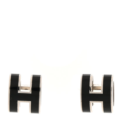 Hermes Palladium Lacquered Mini Pop H Earrings Black 1 of 6