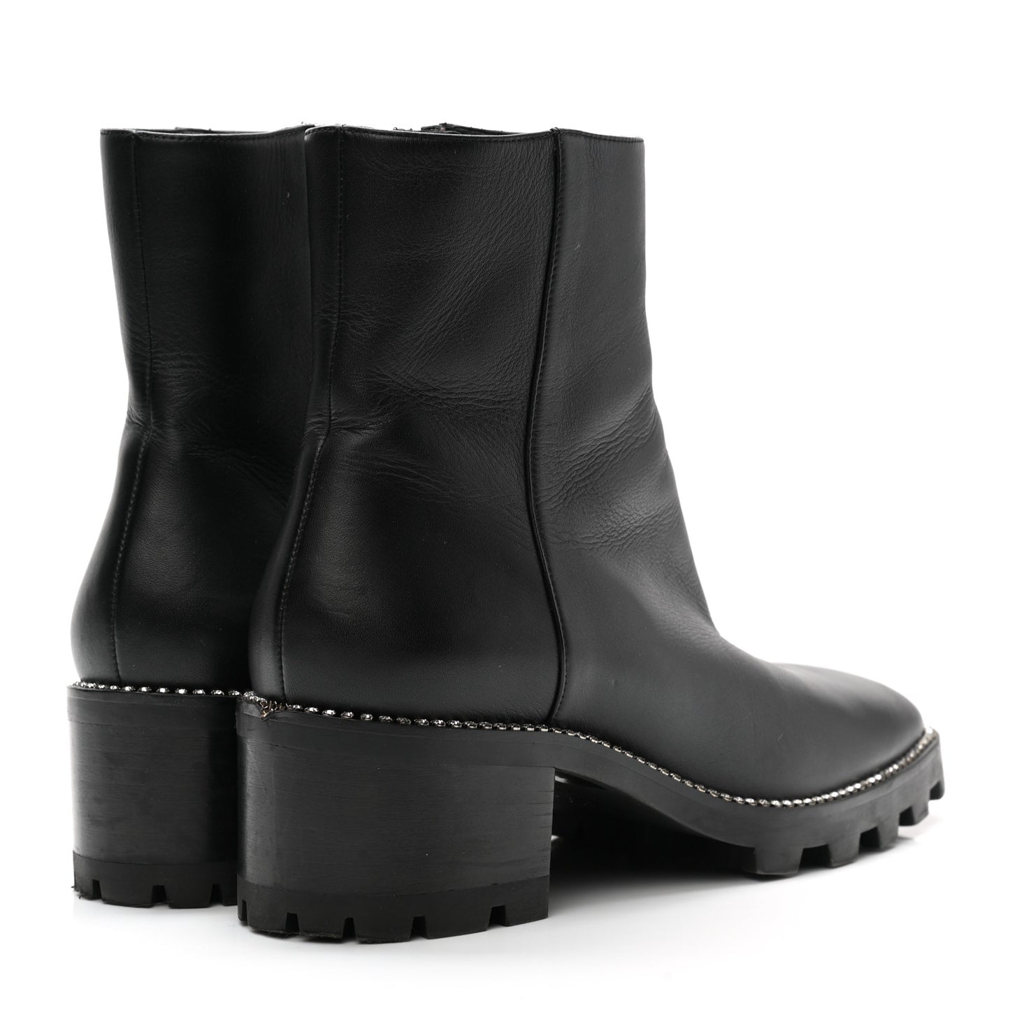 Grained Calfskin Crystal Embellished Mava Boots 40 Black