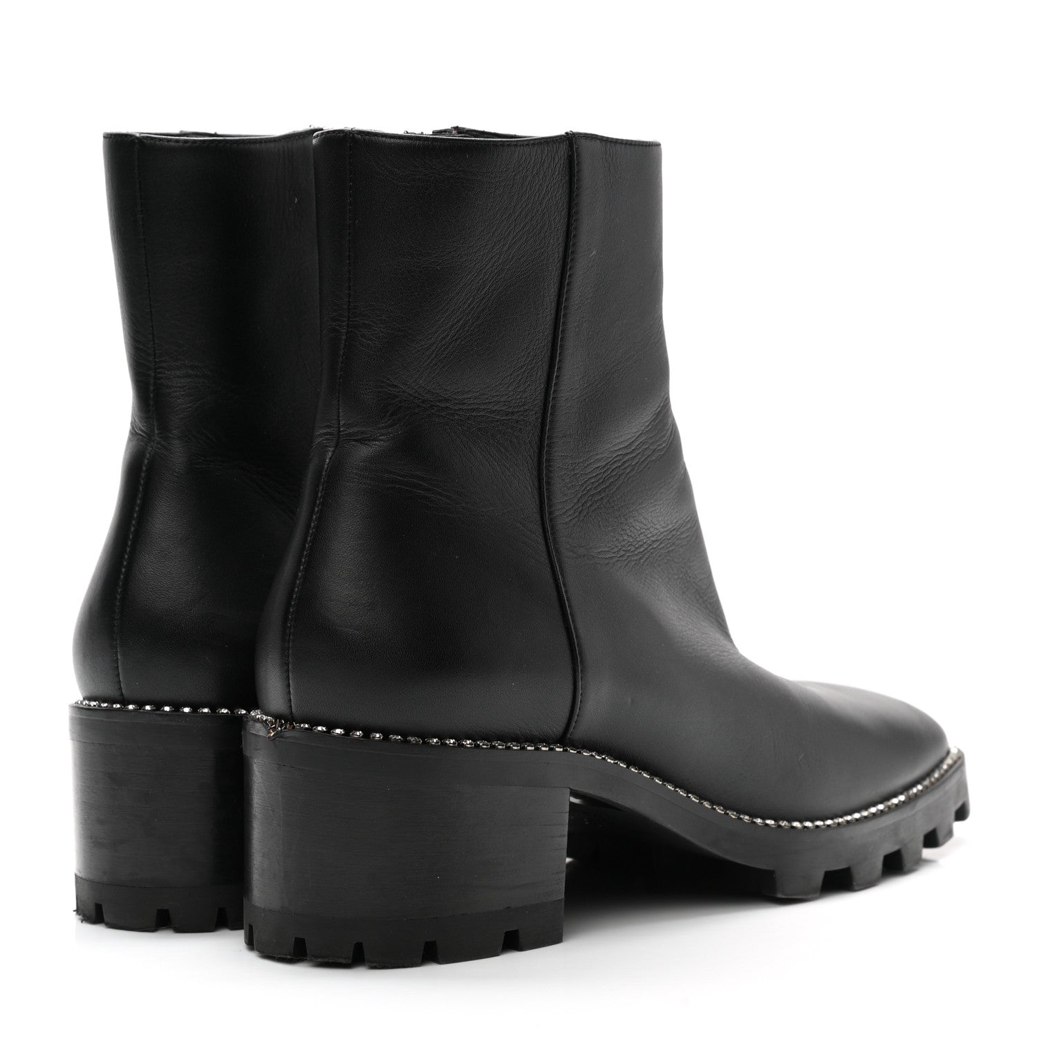 Jimmy Choo Grained Calfskin Crystal Embellished Mava Boots 40 Black 4 of 11