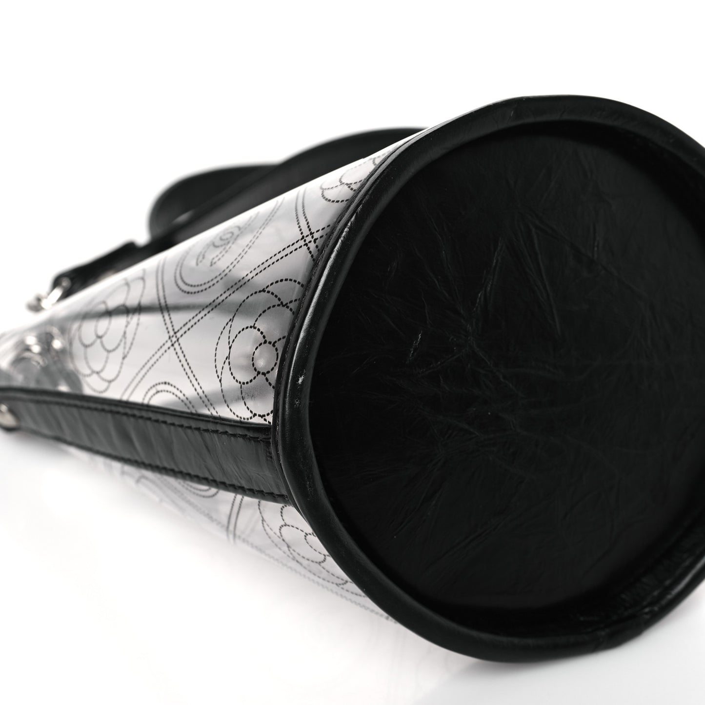 Crumpled Calfskin PVC Bucket Bag Black