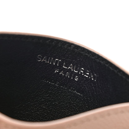 Saint Laurent Grain De Poudre Matelasse Chevron Monogram Credit Card Case Marble Pink 6 of 7