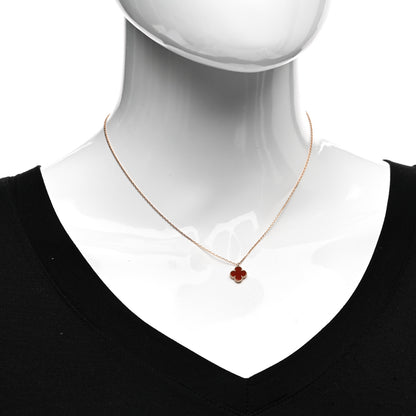 Van Cleef & Arpels 18K Rose Gold Carnelian Sweet Alhambra Pendant Necklace 2 of 6