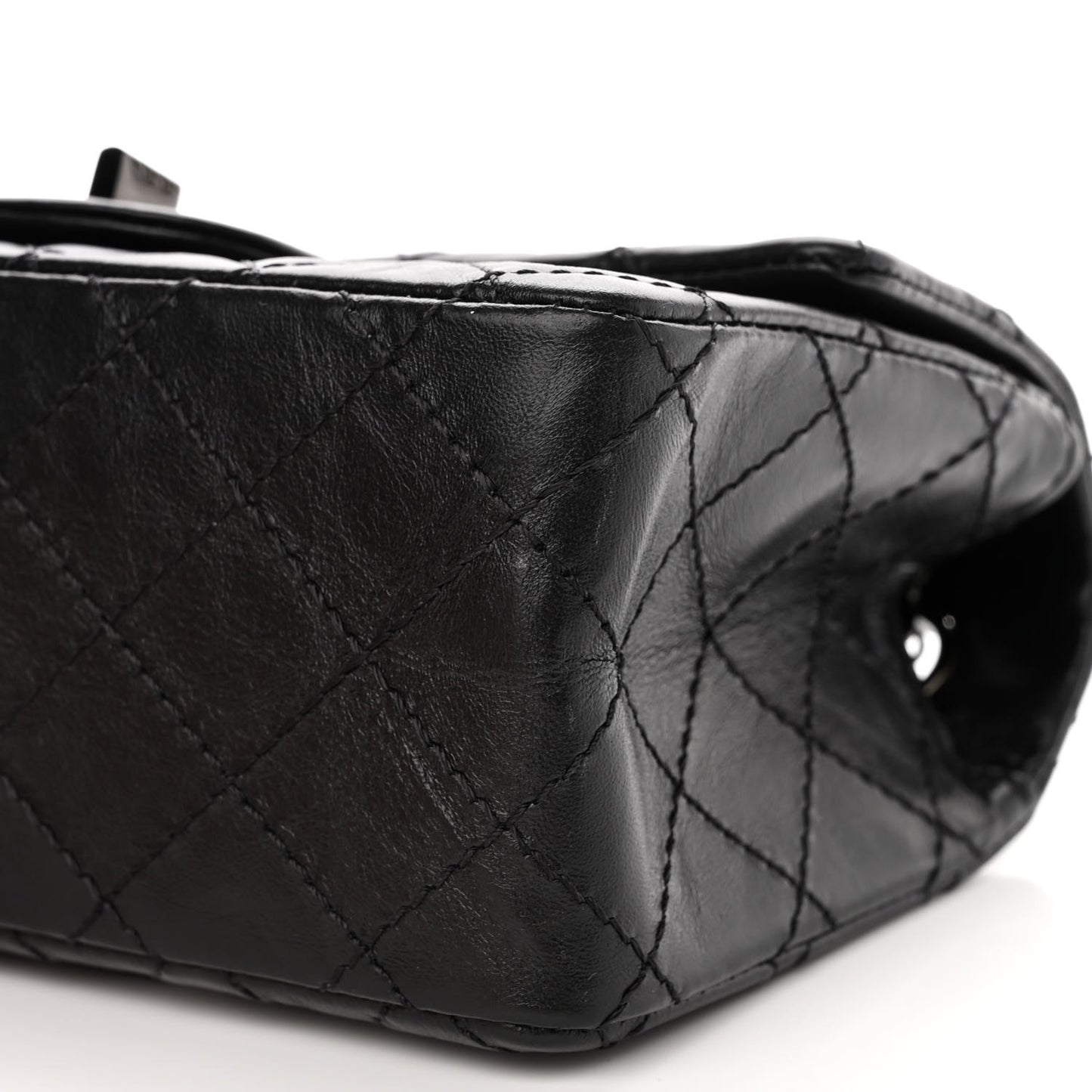 Aged Calfskin Quilted 2.55 Reissue Mini Flap So Black