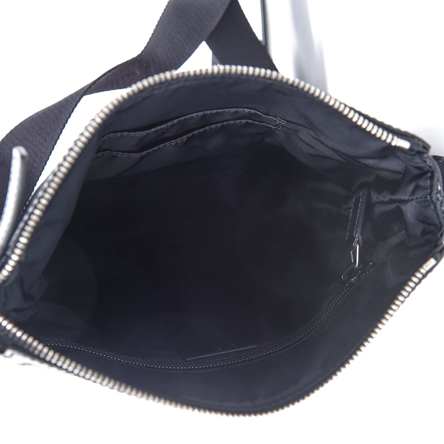 Techno Canvas Selleria Calfskin Web Small Flat Messenger Bag Black