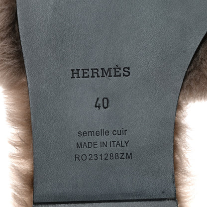 Hermes Woolskin Oran Sandals 40 Etoupe 7 of 8