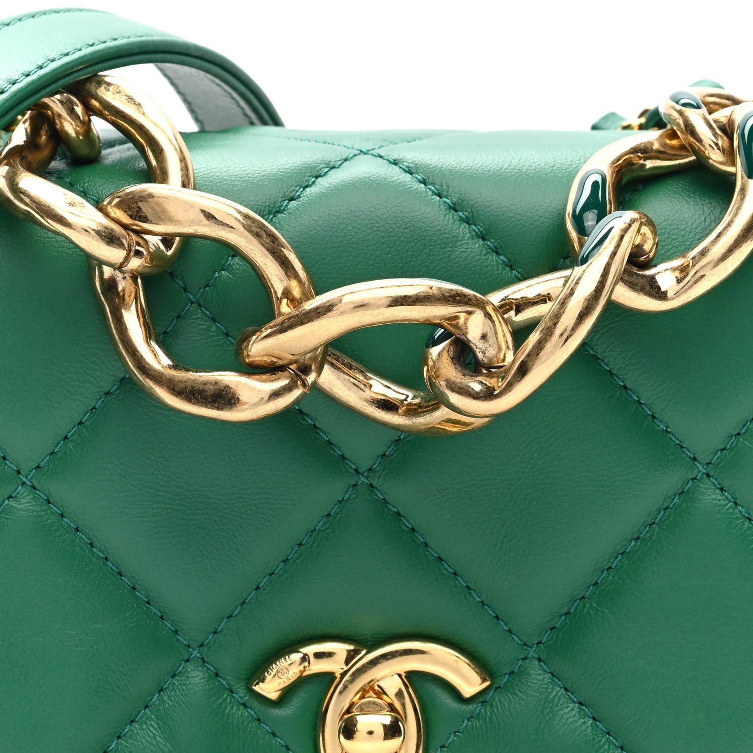 Chanel Lambskin Quilted Mini Color Match Flap Green 8 of 11