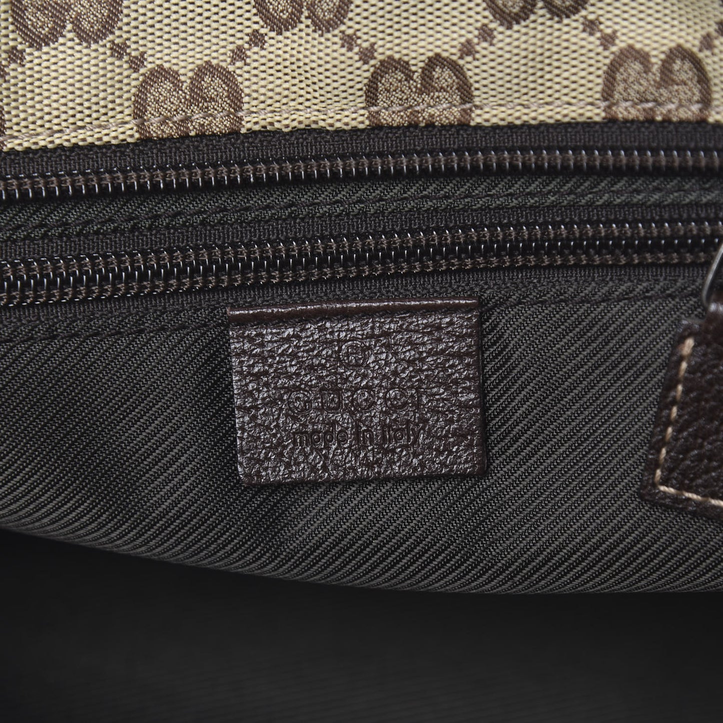 GG Monogram Small Web Handle Bucket Tote Dark Brown