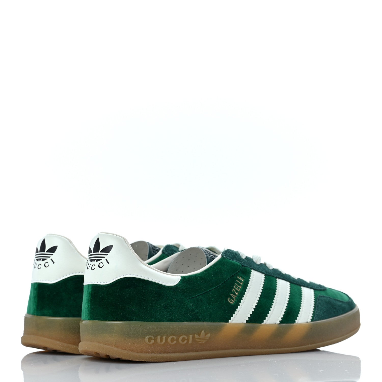 Gucci X ADIDAS Softy Velvet Suede Madeira Demetra Mens Gazelle Sneakers 10 Green Gemstone Velvet Green Off White 3 of 7