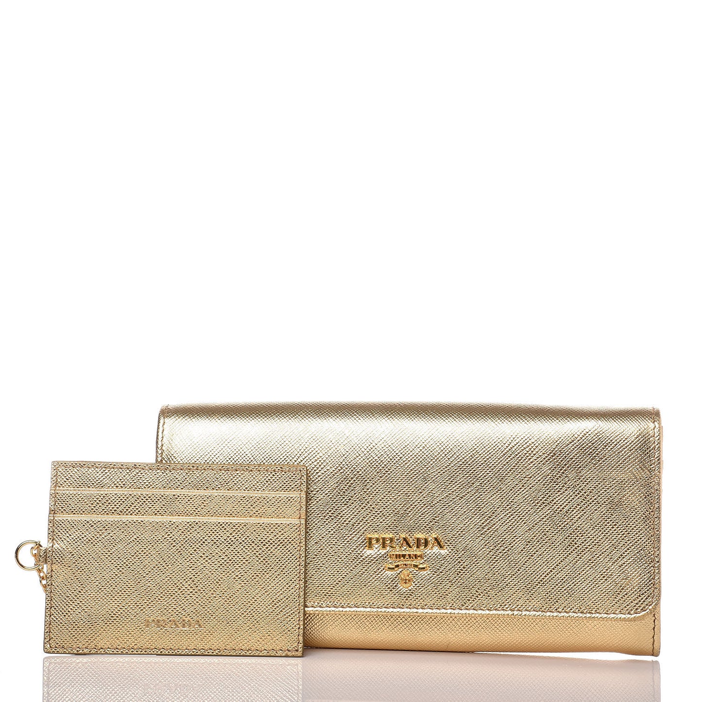 Saffiano Metal Continental Flap Wallet Platino
