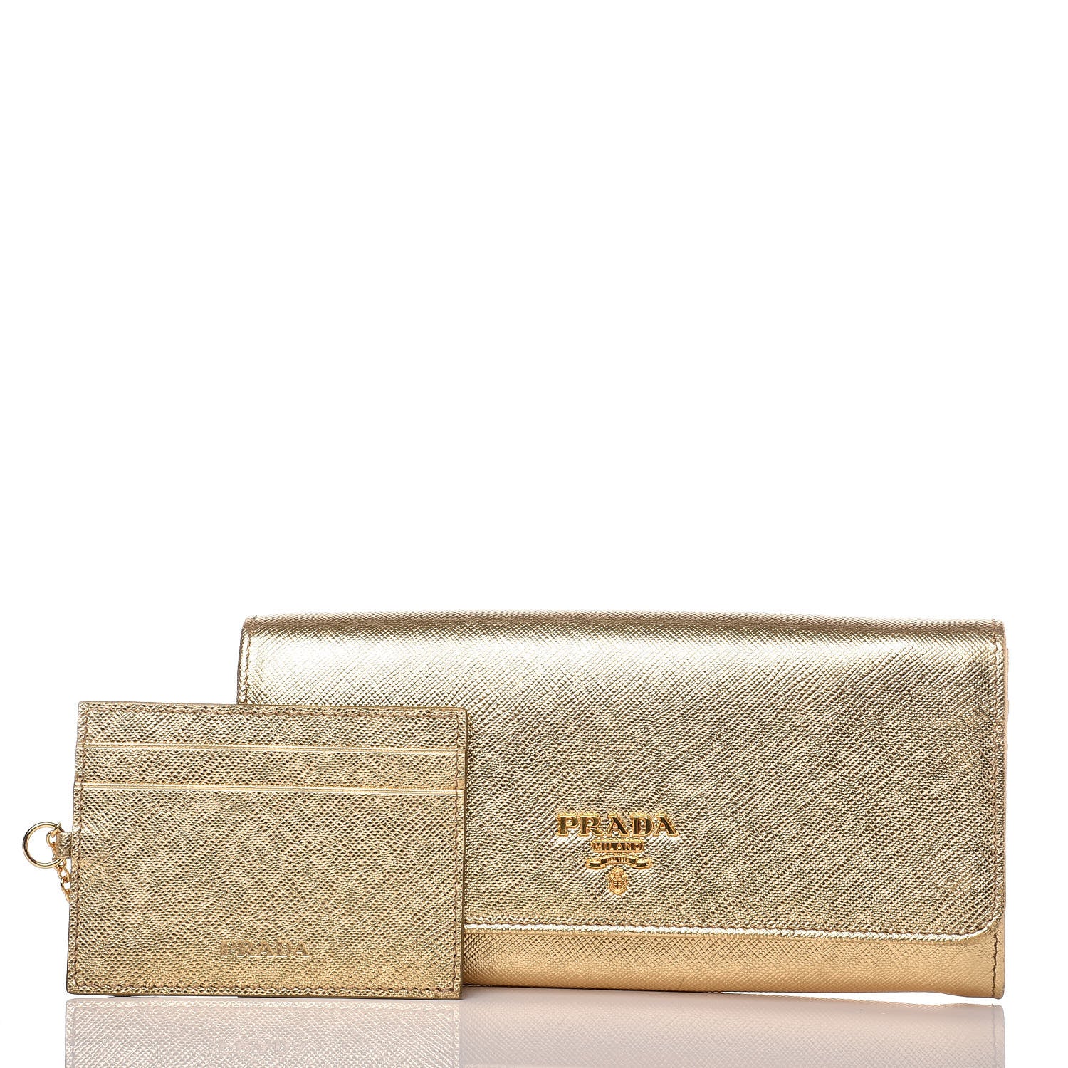 Prada Saffiano Metal Continental Flap Wallet Platino 3 of 12