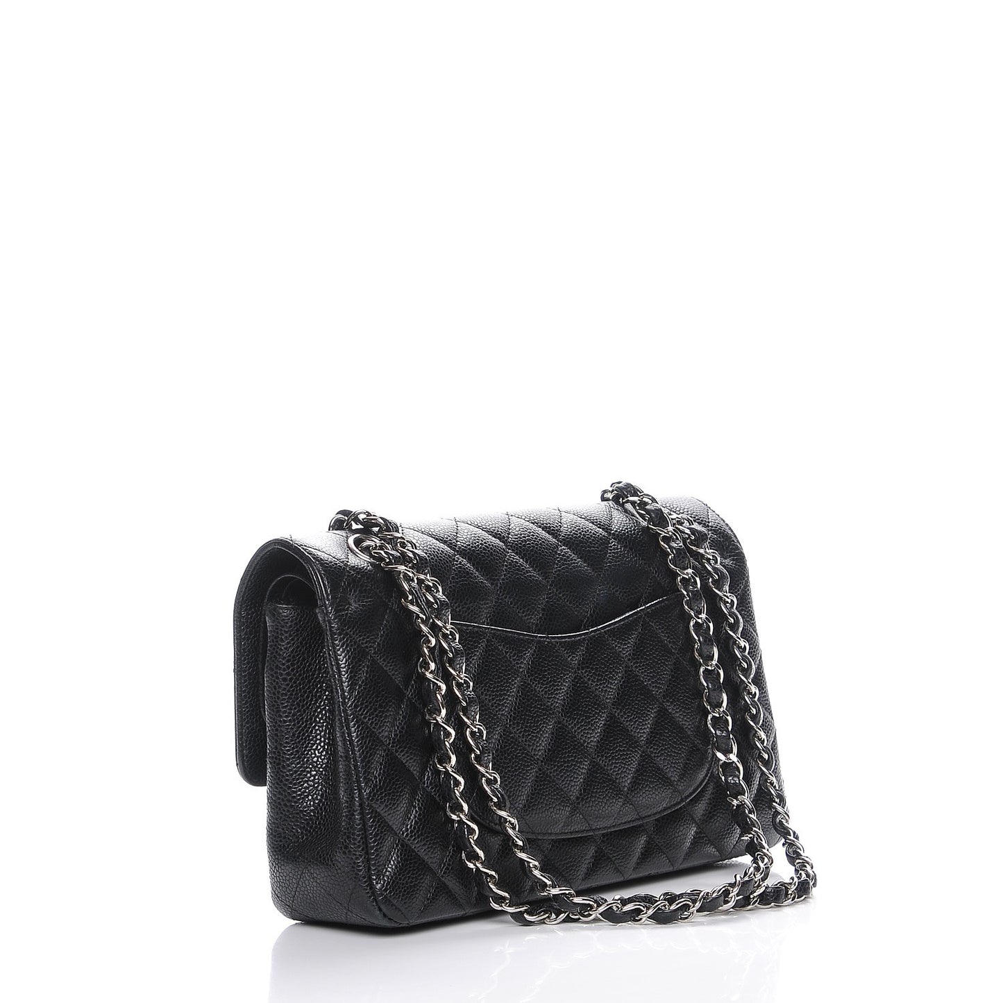 Caviar Quilted Medium Double Flap Black