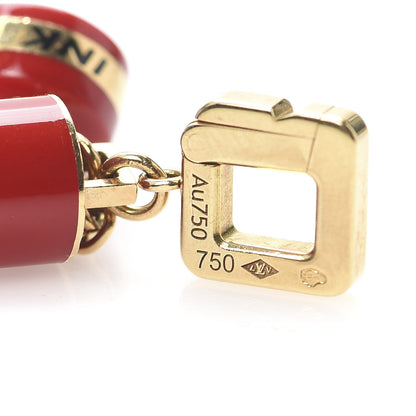 Louis Vuitton 18K Yellow Gold Enamel LV Fountain Pen Charm Red 4 of 7