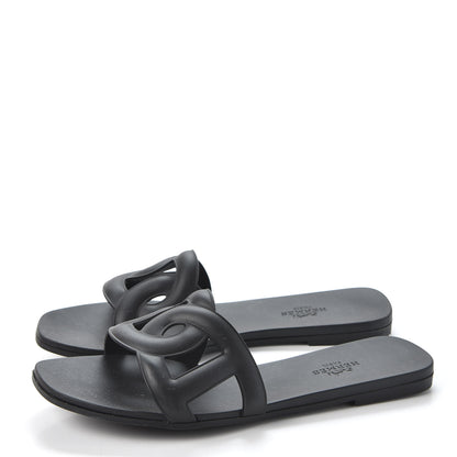 Hermes Rubber Aloha Sandals 36 Black 2 of 10