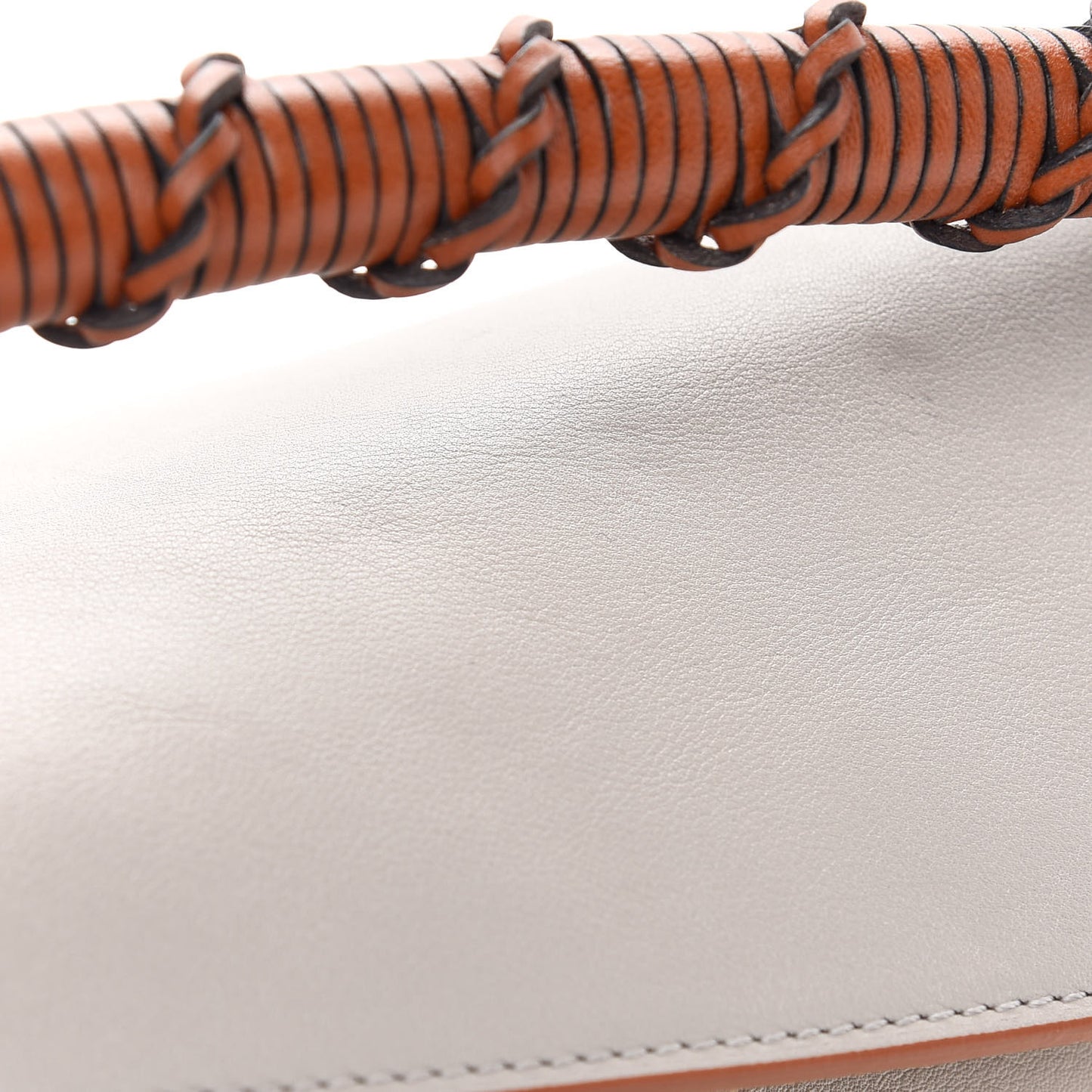 Calfskin Small Puzzle Edge Bag Tan White