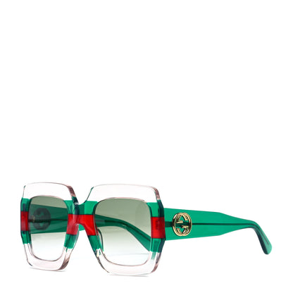 Gucci Square Web Frame GG0178S Sunglasses Green Red 1 of 8