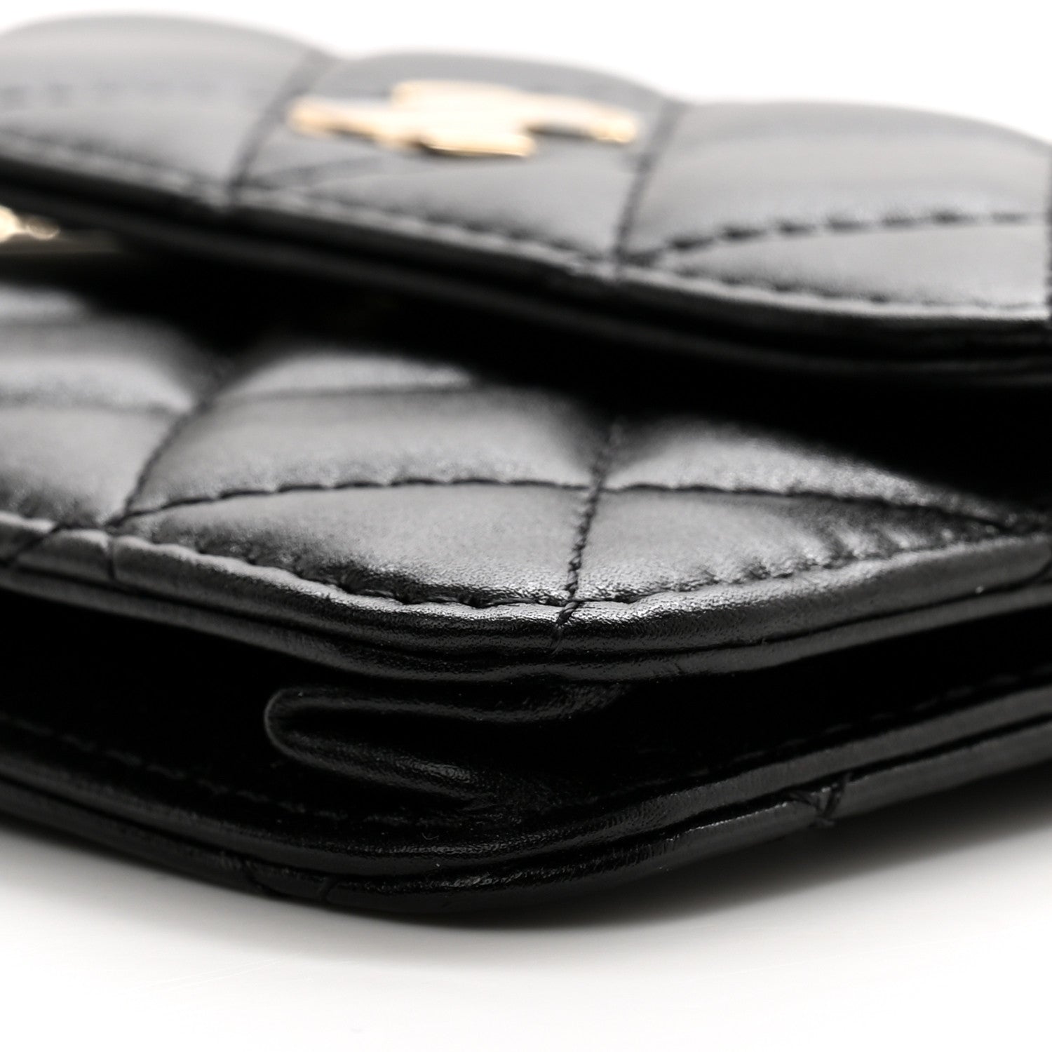 Chanel Calfskin Quilted Maxi Pearls Card Holder Flap With Chain Black 11 of 11