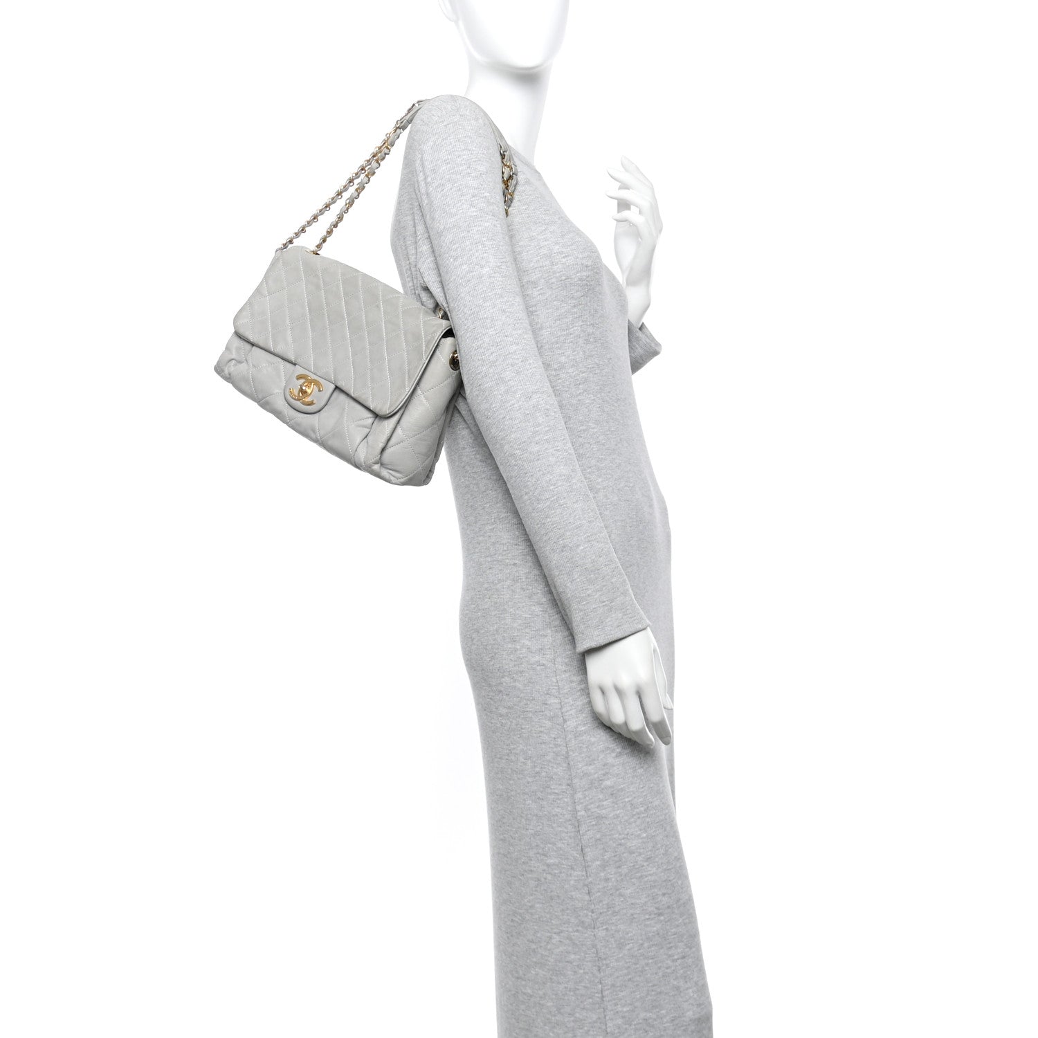 Chanel Iridescent Calfskin Quilted Large Accordion Flap Grey 2 of 11