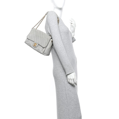 Chanel Iridescent Calfskin Quilted Large Accordion Flap Grey 2 of 11