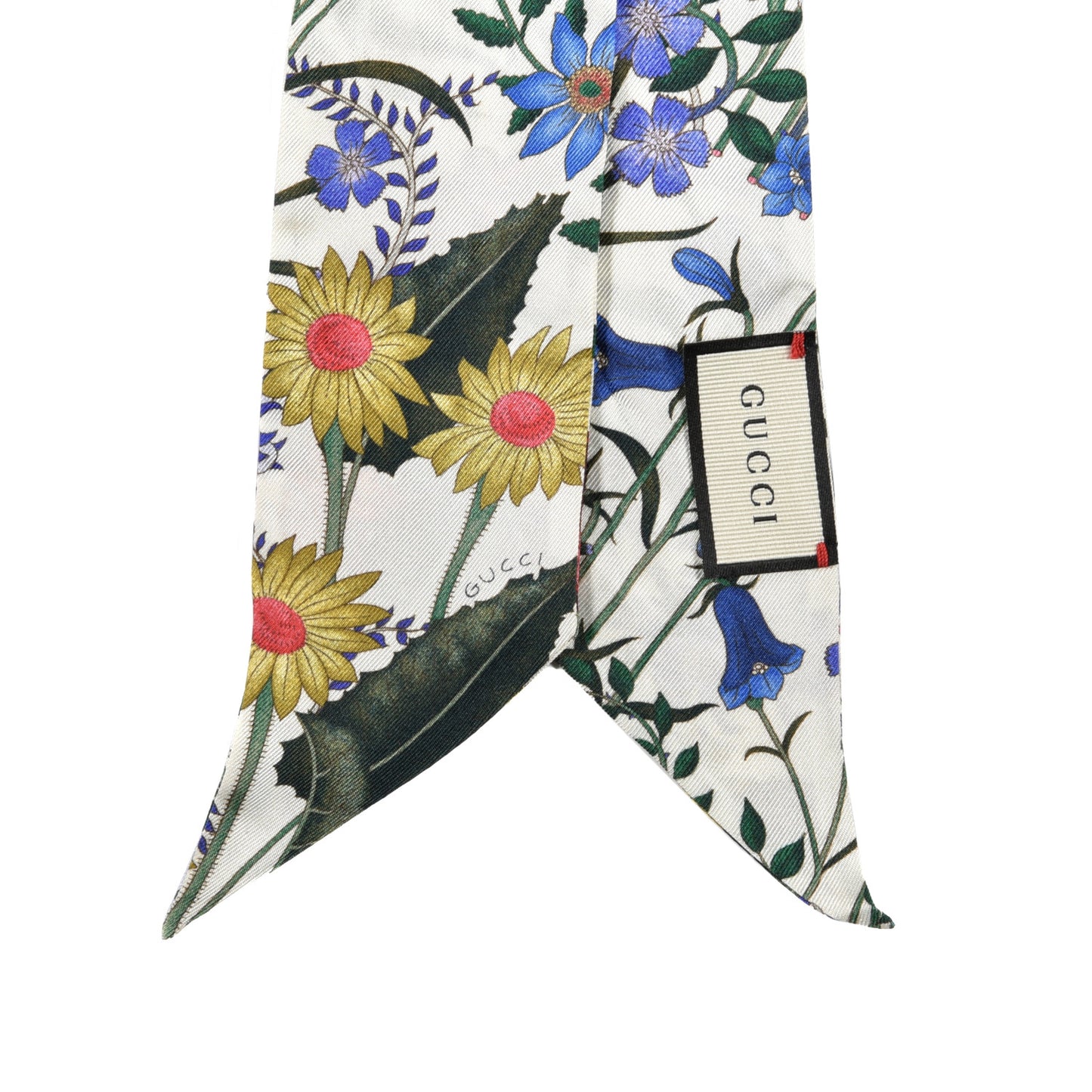 Silk Floral Neck Bow Scarf Multicolor