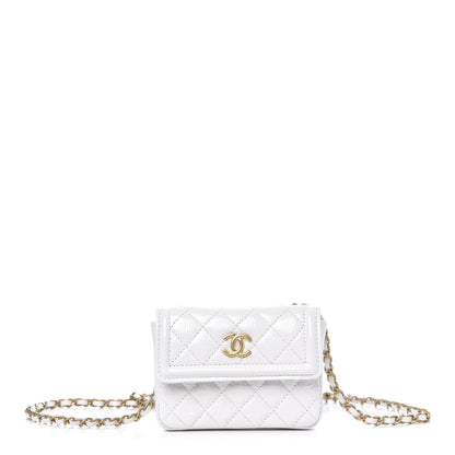 Chanel Shiny Aged Calfskin Quilted Waist Belt Bag White 1 of 11