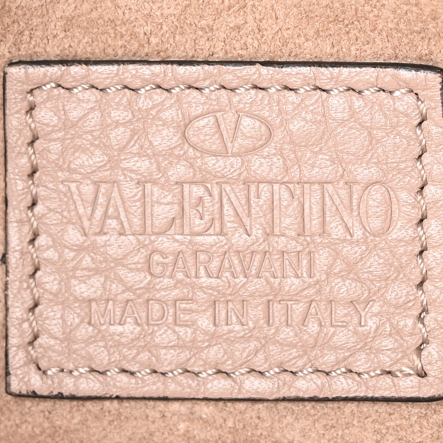 Grained Calfskin Rockstud Bucket Bag Poudre