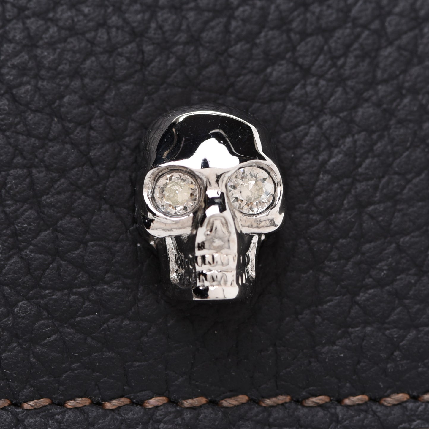 Calfskin Skull Short Flap Wallet