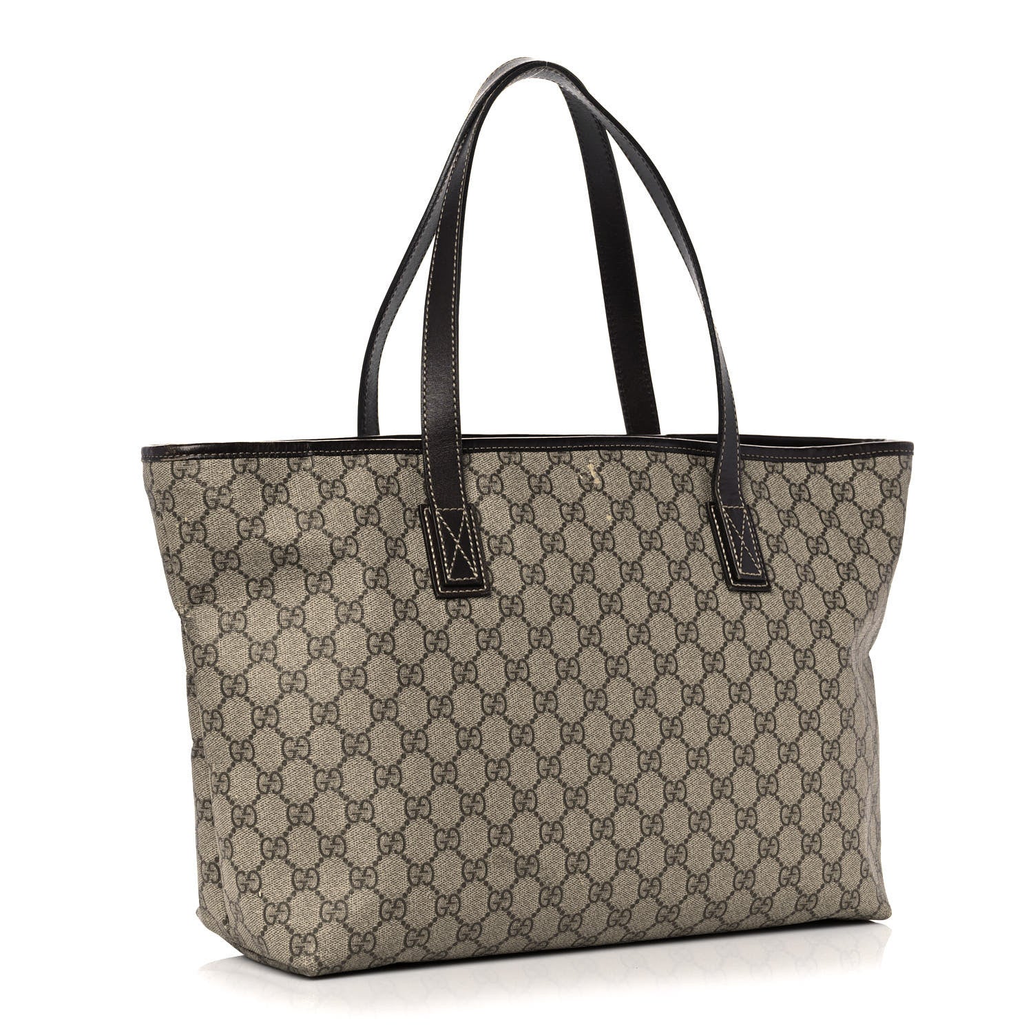 Gucci GG Supreme Monogram Medium Zippered Shopping Tote Dark Brown 3 of 16