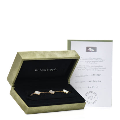 Van Cleef & Arpels 18K Yellow Gold Mother of Pearl 5 Motifs Vintage Alhambra Bracelet 4 of 4