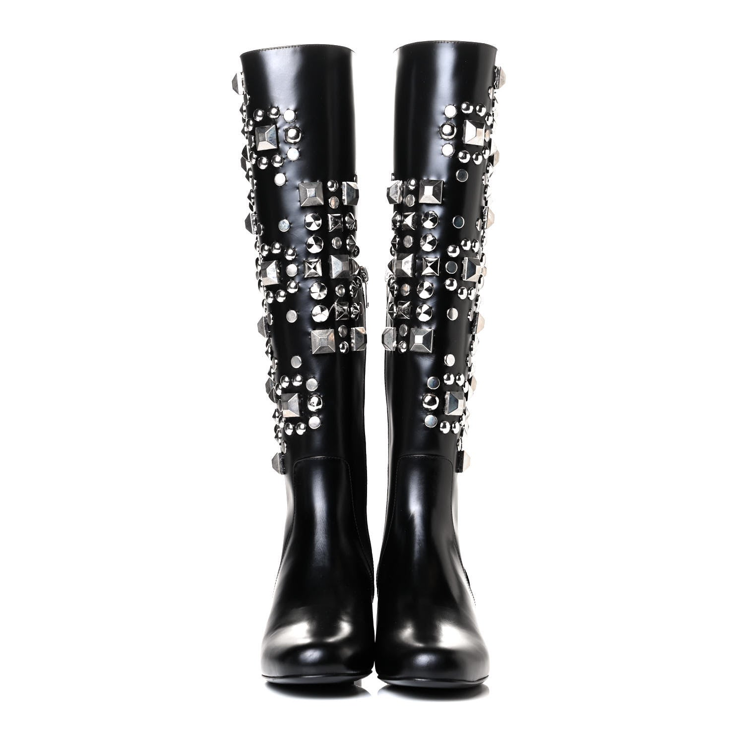 Saint Laurent Ketta Studded Babies 40 Brod Knee High Boots 36 Black 2 of 7
