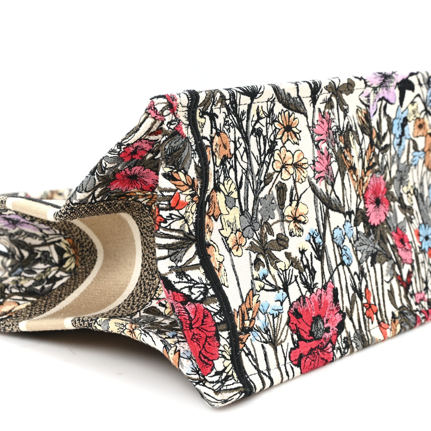 Canvas Embroidered Medium Mille Fleurs Book Tote Multicolor