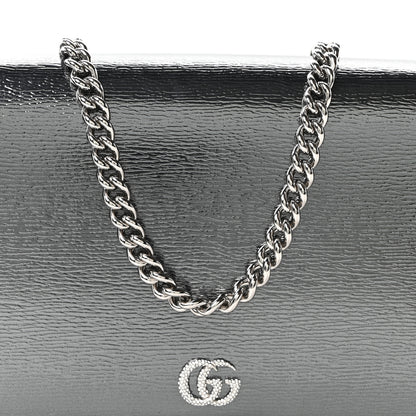 Gucci Textured Patent Bi-color GG Marmont Wallet on Chain  Silver Blue 7 of 9
