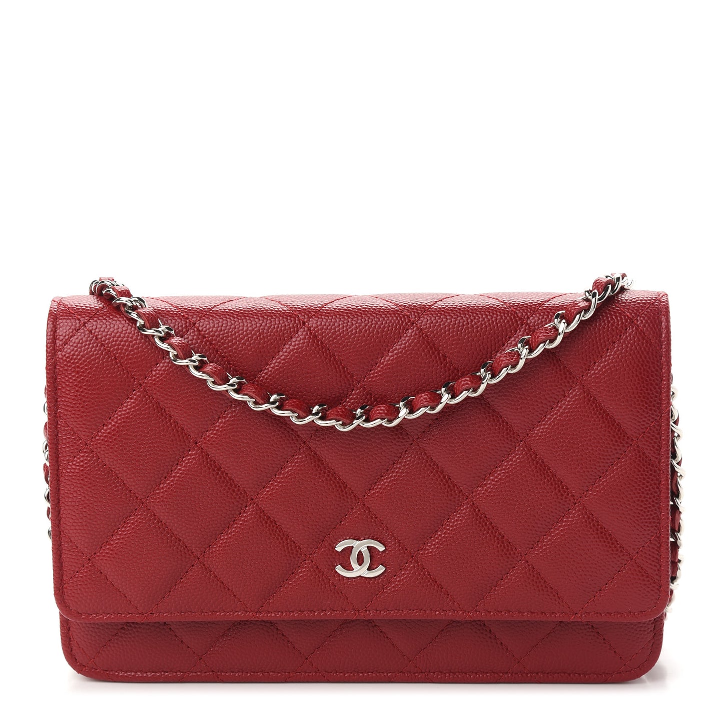 Caviar Quilted Wallet On Chain WOC Red