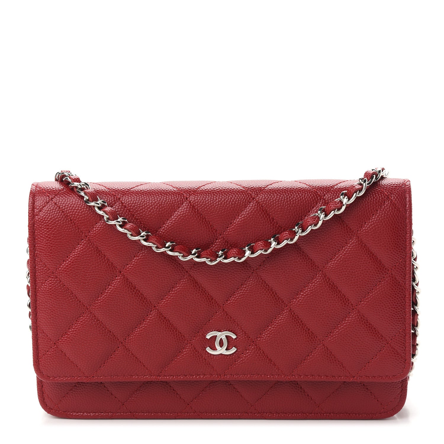Chanel Caviar Quilted Wallet On Chain WOC Red 1 of 10