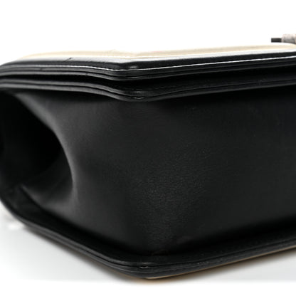 Chanel Calfskin Pleated Medium Boy In Rome Flap Black White 9 of 11