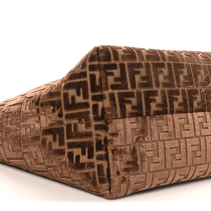 Fendi Velluto Jacquard Vitello Grace FF Large Reversible Shopping Tote Chocolate 9 of 10