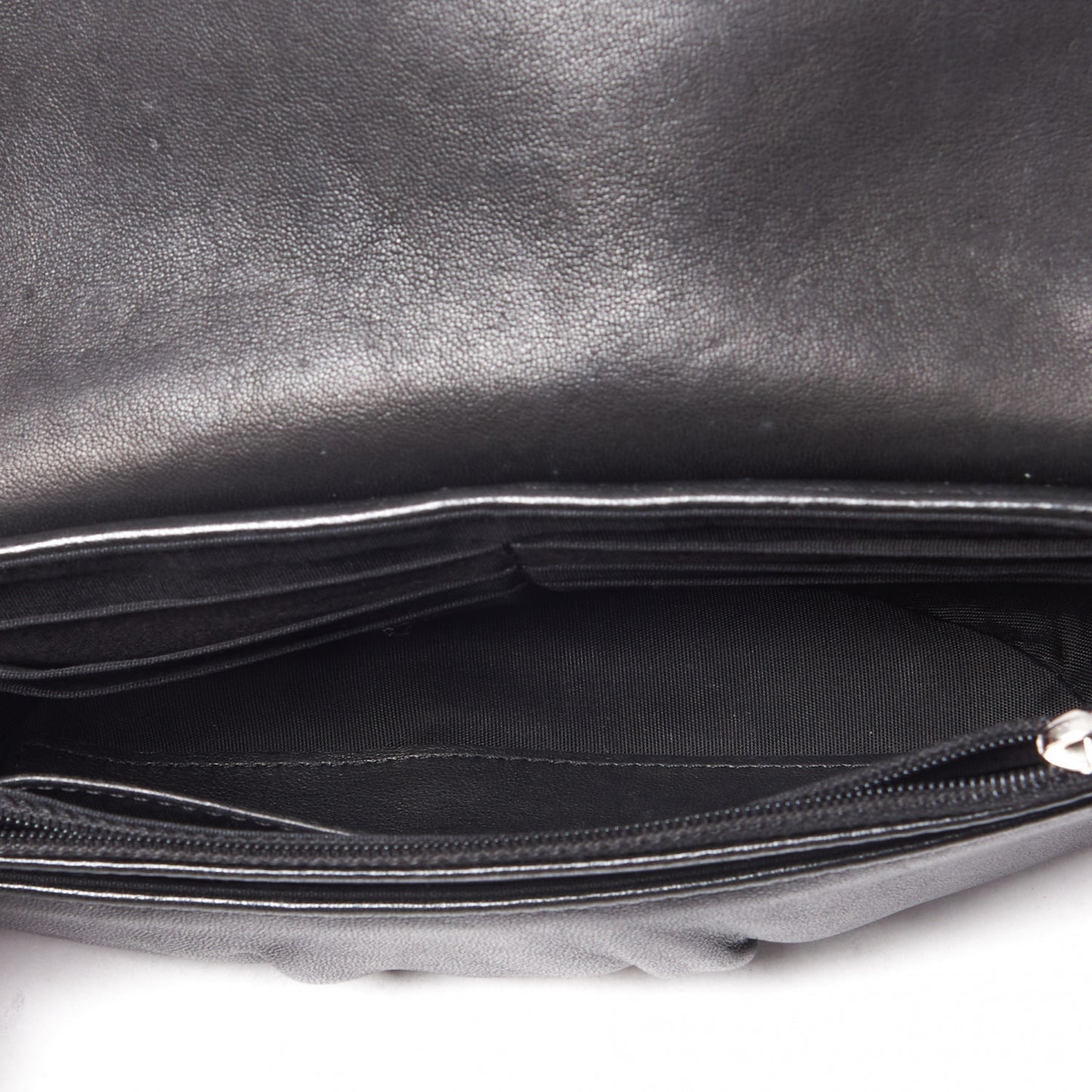 Lambskin Half Moon Wallet On Chain WOC Black