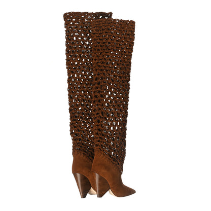 Saint Laurent Suede Twine Soho Niki 105 Thigh High Boots 36 Light Land 4 of 9