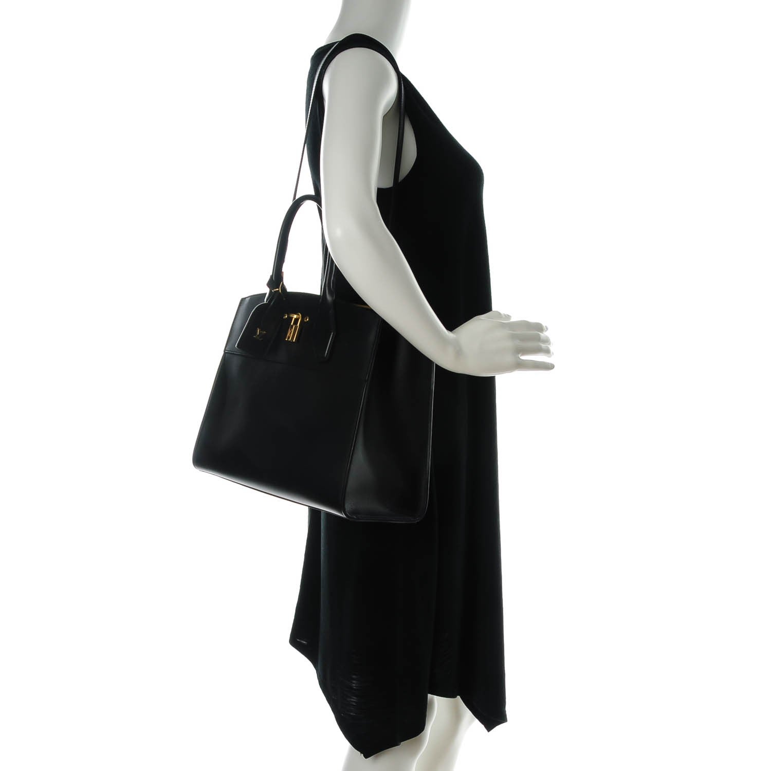 Louis Vuitton Calfskin City Steamer MM Black 2 of 8