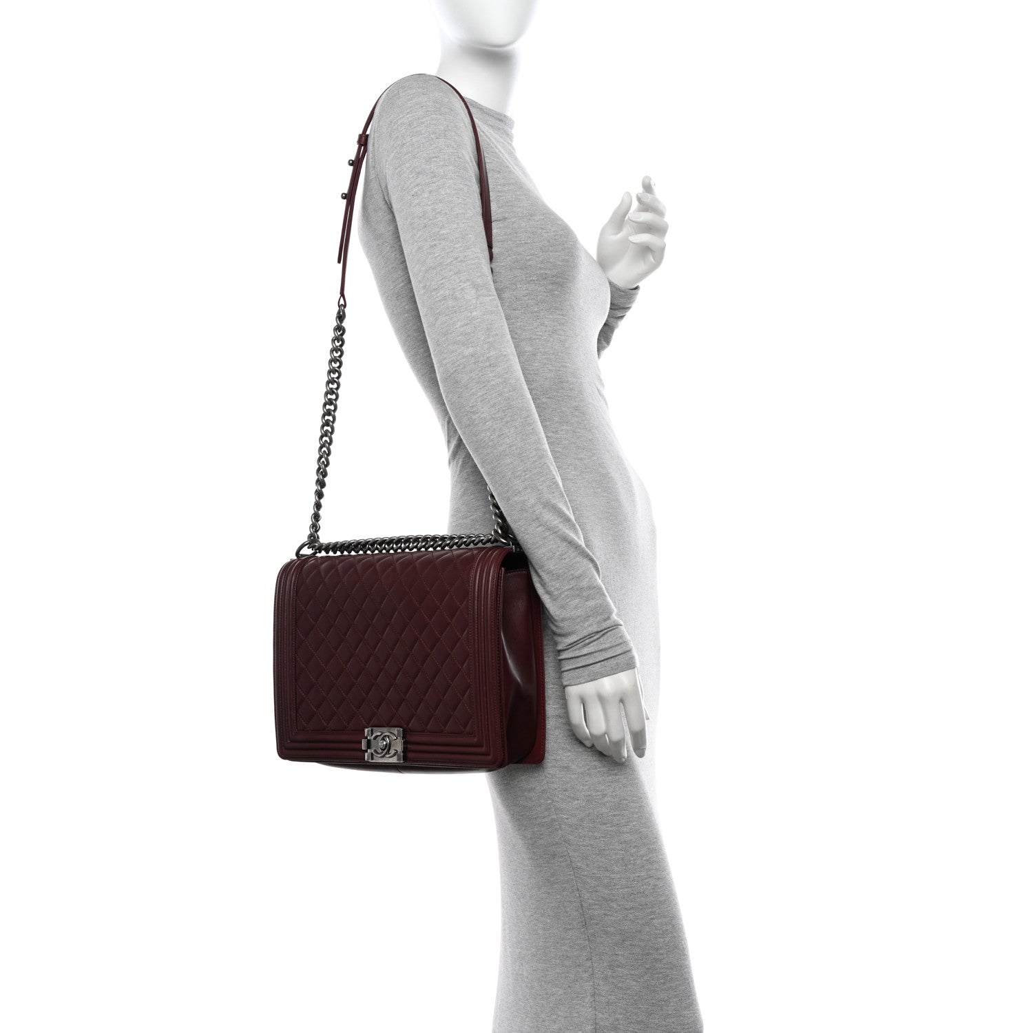 Chanel Lambskin Quilted Large Boy Flap Dark Red 2 of 13