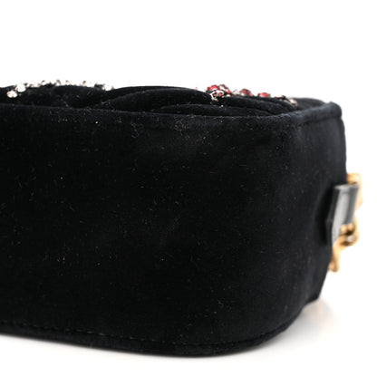 Gucci Velvet Matelasse Crystal Star Embroidered Small GG Marmont Chain Shoulder Bag Black 10 of 11