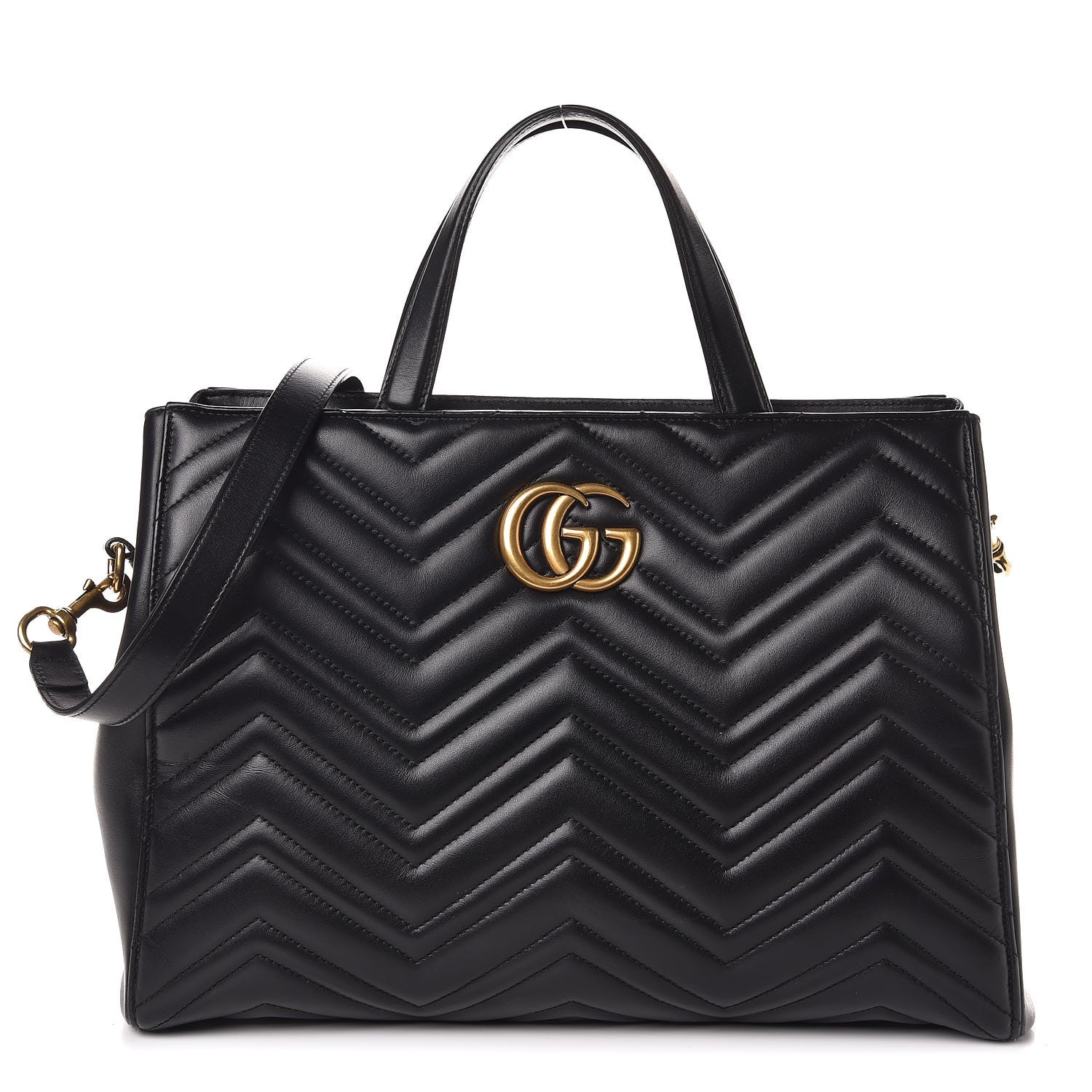 Gucci Calfskin Matelasse Medium GG Marmont Tote Black 1 of 12