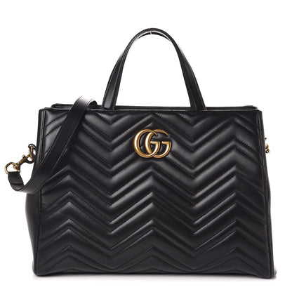 Gucci Calfskin Matelasse Medium GG Marmont Tote Black 1 of 12