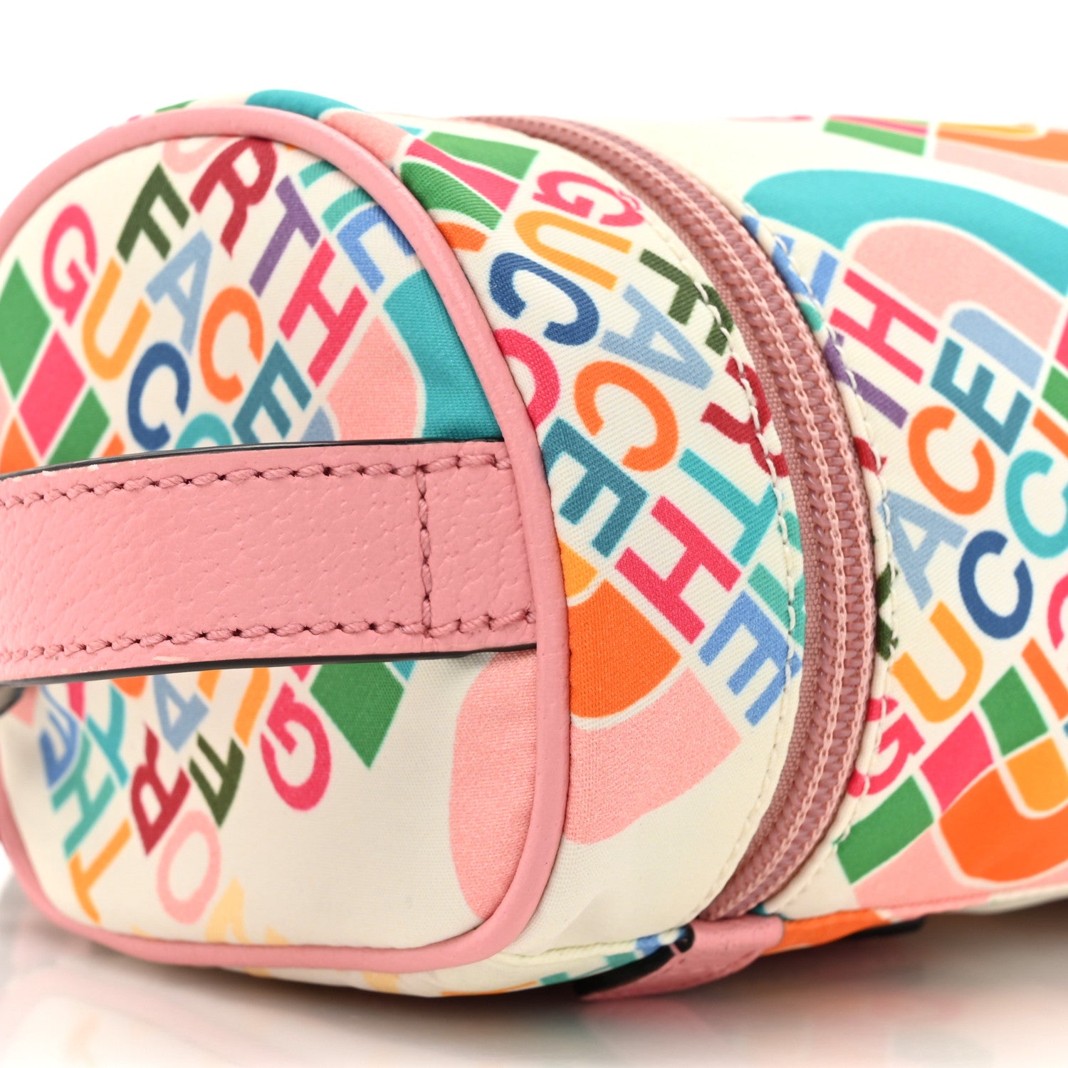 Gucci X THE NORTH FACE Econyl Nylon Barrel Shoulder Bag Ivory Turquoise Wild Rose 10 of 12